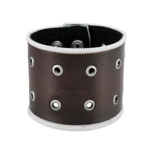 Brown Leather Brass Grommet Wristband
